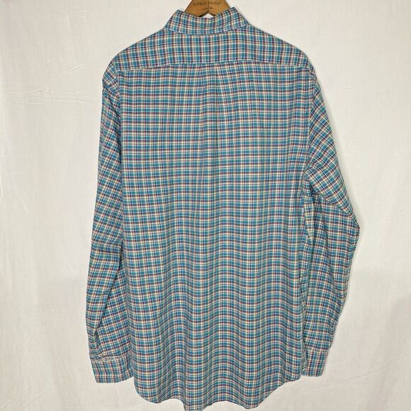 RALPH LAUREN Shirt Plaid Long Sleeve Button Down Oxford Casual Mens L Teal Green - Picture 3 of 9